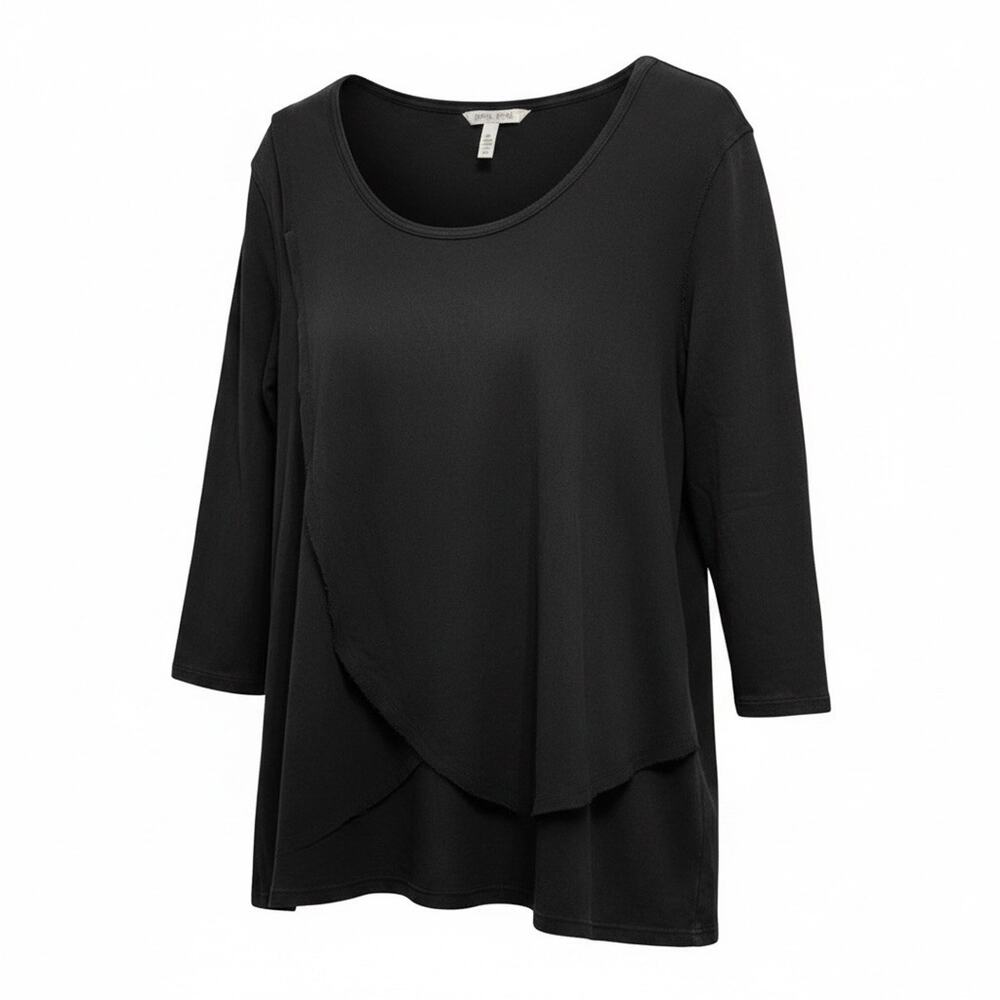 We The Free 100% Cotton Tunic Free People Black 3/4 sleeve Gauze Top Size XP